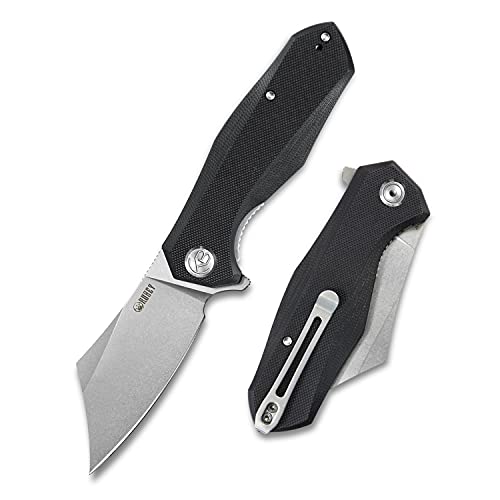 Kubey Ku329 7.72" Pocket Folding Knife Clip Point D2 Blade And G10 Handle With Reversible Deep Carry S.s Clip For Hunting Camping And Survival (Black) #TOP18