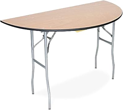 EventStable Titan Series 60in Half-Round Wood Folding Table, Steel Legs