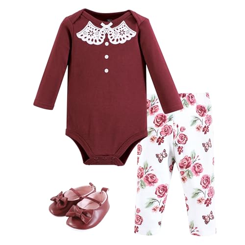 Image of Hudson Baby Unisex Baby Cotton Bodysuit, Pant and Shoe Set