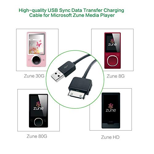 ZUNE Charger Cable, USB Charging & Sync Cord Compatible with Microsoft Zune 80 120 4 8 16 30GB 80GB 120GB Zune HD 16GB 32GB 64GB MP3 Player
