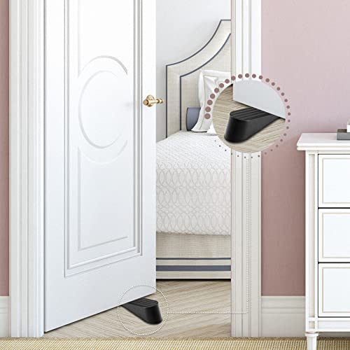 Kakiclay 2 Pack Large Door Stopper, Heavy Duty Rubber Door Stop Wedge Hold Doors Open, Height Up To 1.9 Inches Doorstop Jam For Home Office School Heavy Door (Black) #TOP6