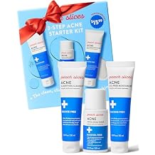 Peach Slices - 3-Step Clarifying Starter Kit 3 Products - Skin Care Set for Blemish-Prone Skin - 1 Toner, 1 Cleanser, 1 Oil Free Moisturizer - 2% Salicylic Acid & Botanicals - Vegan & Cruelty Free
