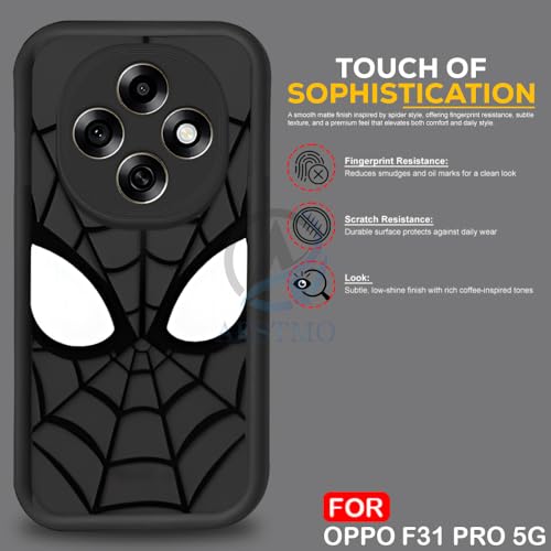 Image of AESTMO Back Case Cover | Cute Fun Cartoon | Coffee Silicone Case | Full Body Protection | Camera Protection Back Cover (Black, Oppo F31 Pro 5G)