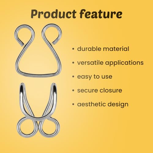 Lakesstory Metal Hooks & Eyes Closure Sewing Nickel Hooks Heavy Duty for Clothing Skirt Closures, Pants, 4 Sets - Thumbnail 2