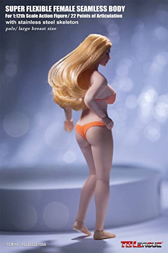 Hiplay Tbleague 1/12 Scale 6 Inch Female Super Flexible Seamless Figure Body, Plump Body Type, Minature Collectible Action Figures T05A(Pale, Large Bust) #TOP1