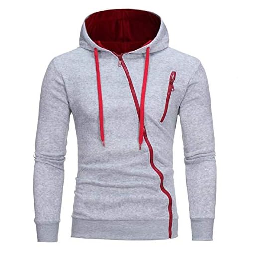 Huixin Herr Nner Hoodies, herr nner bomull långärmad huvtröja toppar luva sweatshirt casual herrmode snygga ytterkläder charm unik dragkedja tröja i 4 färger, GRÅ, 3XL