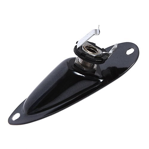 Musiclily Boat Style 1/4" Loaded Guitar Output Mono Jack Plug Socket Plate For Fender Strat Stratocater Electric Guitar, Black(Pack Of 2) #TOP4