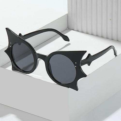 Butterfly Shaped Sunglasses for Women Men Vintage Round Sun Glasses Retro Rave Party Halloween Glasses UV400 (black)2