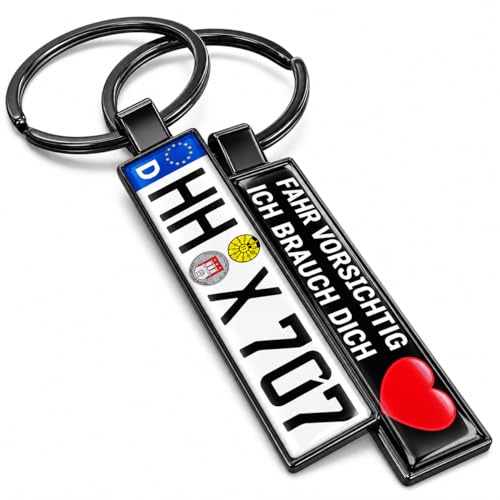 SONZE Persönlicher Kennzeichen-Schlüsselanhänger beidseitig personalisiert mit Name Logo Foto Bild Gravur – Personalisierter Schlüsselanhänger Kennzeichen individuell anpassbar