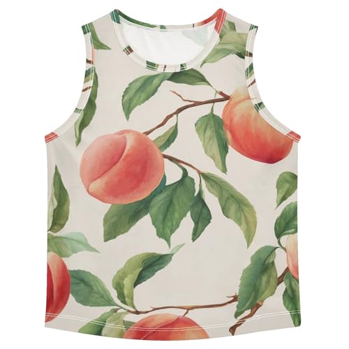 susiyo Peach Fruits Branch Boys Sleeveless Tank Top Girls Athletic T Shirt
