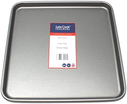 Lets Cook Cookware 33cm Square Oven Baking Tray, British Made with Teflon Select Non Stick