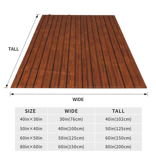 Couverture en flanelle marron motif bois plaid doux 150x200cm pour lit et canapé