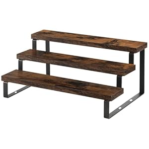Wooden Display Riser Stand, Tiered Perfume and Cologne Organizer Stand, 3 Tier Spice Rack Organizer, Rustic Display Shelf for Candles (3 Tier)