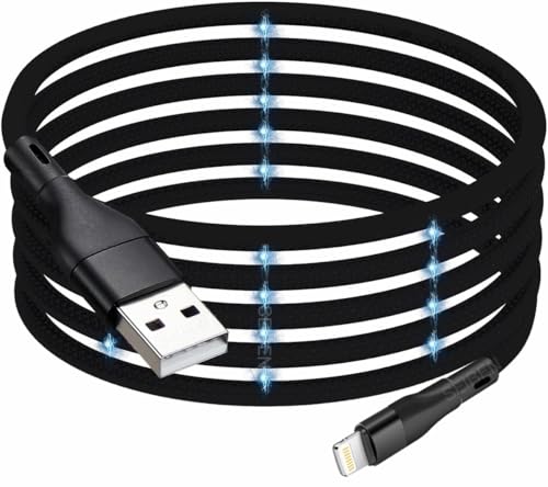 Image of Magnetic Coiled Type A - Type L [MFi-Certified] MagCable compatible with iPhone, iPad and Airpod, 65W / 3.1A Magnetic OMagCable, PD Technology, QC 3.0 Quick Charging - 1.2 meter , Type A - L , Black