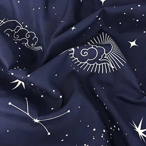 Zhh Blue Starry Sky Twin Duvet Cover Set Double Sided Moon Star Print Bedding Set Boys Soft Comfortable Constellation Quilt Cover For Kids Adults 3 Pcs #TOP4