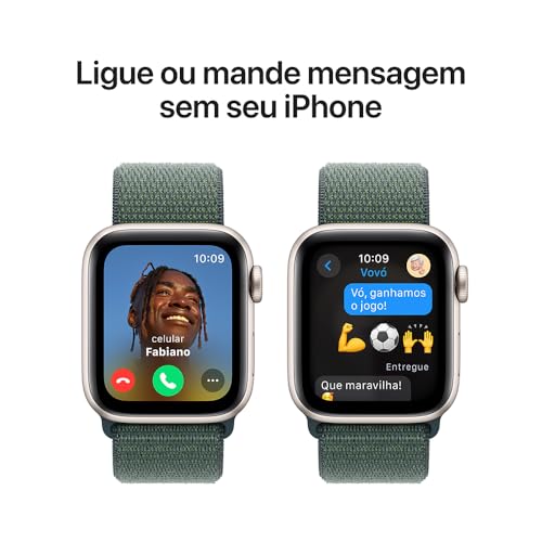 Apple Watch SE GPS • Caixa estelar de alumínio – 40 mm • Pulseira loop esportiva verde-lago