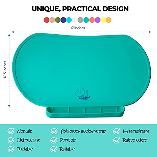 Children Place Mat By Baby Mumbo, Premium Quality, Food Grade Silicone For Maximum Hygiene, Unique Raised Edges Design And Spill Proof Accident Tray, Lightweight And Portable, 4 Colors (Gracious Gray) #TOP2