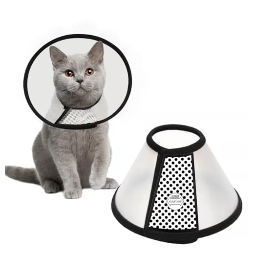 Depets Adjustable Recovery Pet Cone E-Collar for Cats Puppy Rabbit, Plastic Elizabeth Protective Collar Wound Healing Practical Neck Cover, Neck Girth 8.1 in