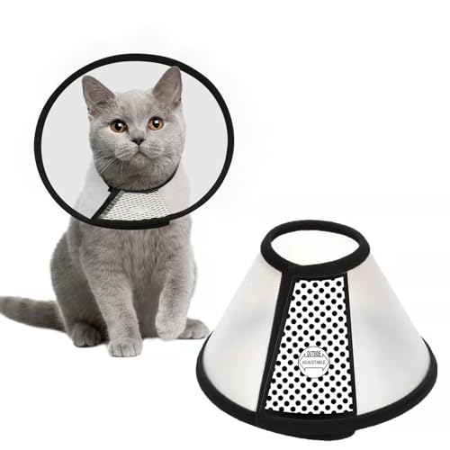 Depets Adjustable Recovery Pet Cone E-Collar for Cats Puppy Rabbit Plastic Elizabeth Protective Collar Wound Healing Practical Neck Cover Neck Girth 8.1 in