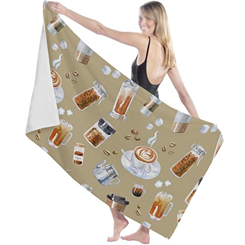 Serviette de plage motif grain de café LiChA séchage rapide pour yoga
