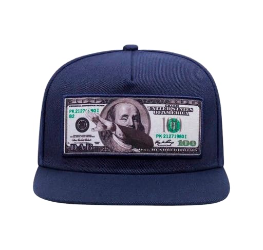 Cool Unisex Snapback hat - 100 Dollar Bill Funny Pattern - Premium Quality Flat Brim Snapback Original Baseball Cap Blue, Blue, Small-Large