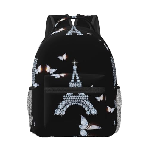 Mochila para laptop con estampado Torre Eiffel de talla única versátil