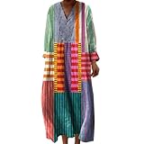 Diseño: vestido de verano sin mangas, estampado bohemio sofisticado y elegante con dobladillo caído y cuello en V abotonado. Muestra perfectamente tus hermosas curvas corporales.