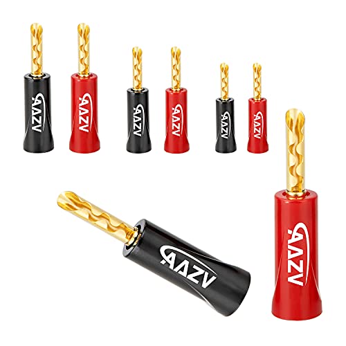 BFA Banana Plugs 4 Pairs/ 8 pcs - AAZV AV04 Banana Plugs for Speaker Wire, Closed Screw 24K Gold Plated Speaker Wire Connector, Wall Plate, Home Theater, Audio/Video Receiver, Amplifiers/Sound Systems