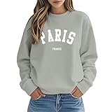 2026 Sudadera Mujer Talla Grande Moda y Cómodo Cuello Redondo Casual Gráfico Sin Capucha, gris oscuro, M