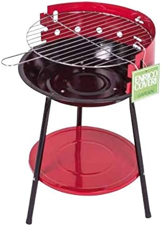 New. BBQ Barbecue Portable Round with Steel Grill Fire Pit Charcoal Grill 35 x 55 cm Camping, Mountain, Holiday – Green