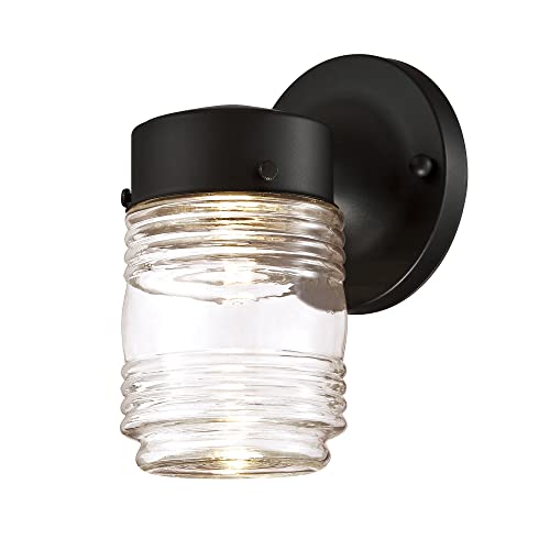 Image of Design House 587246 Jelly Jar Indoor /Outdoor Integrated LED Wall Light, Black