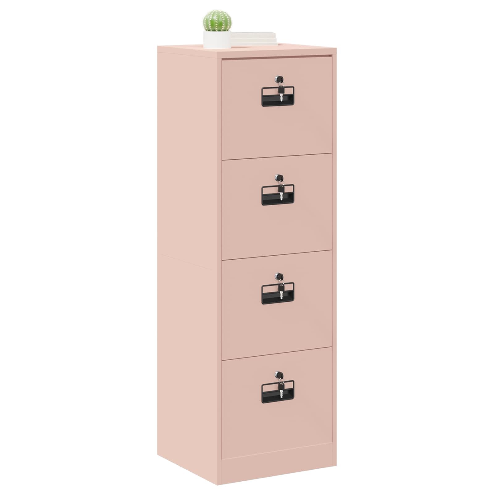 Armadietto portadocumenti rosa, 45,5 x 42 x 139 cm, in acciaio laminato a freddo, con ripiani estraibili e serrature a cilindro, per ufficio, studio o studio