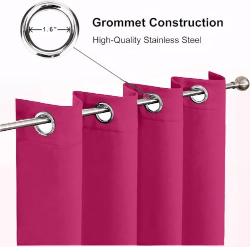 MILANO COLLECTIONS® Blackout Curtains for Bedroom & Living Room - Thermal Insulated Eyelet Curtains, 2 Panels with Tiebacks - Noise-Reducing, Sunlight Blocking Drapes for Home Décor (Pink) - Image 5