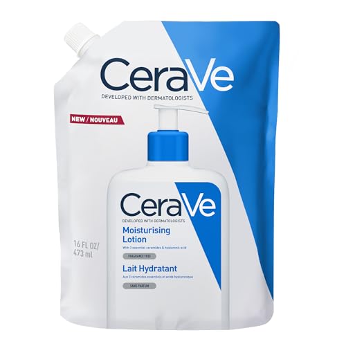 CeraVe Moisturising Face and Body Lotion with Hyaluronic Acid and 3 Essential Ceramides for Dry to Very Dry Skin, Refill Pouch, 473ml​