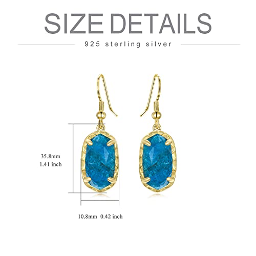 Jkr Blue Drop Earrings 18K Gold Plated Sterling Silver Dark Blue Stone Dangle Earrings Birthday Christmas Gifts For Women Her Girls #TOP3
