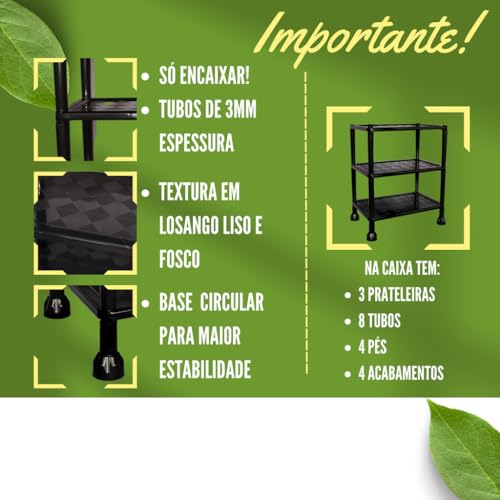 Prateleira Modular 3 Andares Estante Organizadora Multiuso Plastico Preta