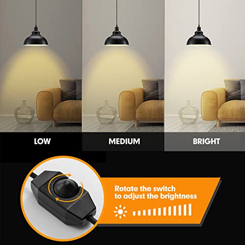 Plug In Pendant Light, Asnxcju Industrial Pendant Lighting With 12.86Ft Cord And Dimmer Switch, Hanging Light Fixture Ceiling Lamp For Barn Kitchen Dining Room, Ul Listed #TOP3