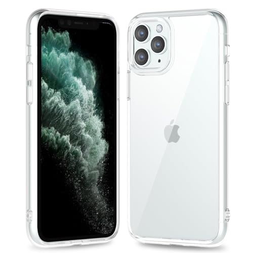 oakxco Thin Slim Clear case for iPhone 11 Pro Max, Transparent Hybrid Hard Shell Plastic & Soft Silicone Rubber Bumper, Non-Yellow Acrylic Protective Lightweight Cover for Women, Clear