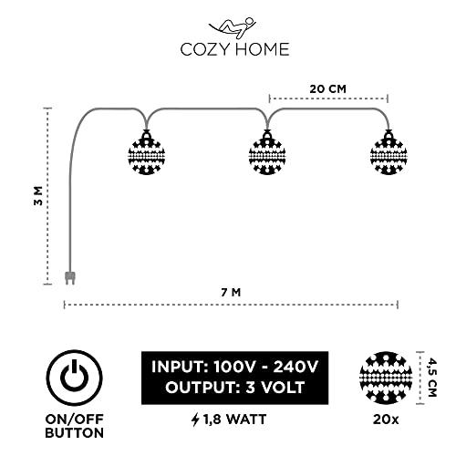 Lichterkette CozyHome Marokkanisch mit 20 warmweißen LEDs