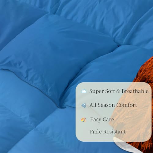Edredón de 135 x 200 cm azul para 4 estaciones con 2 fundas de almohada lavables 4