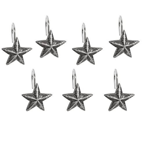 Yyc Set Of 12 Creative Star Shower Curtain Hooks Decorative Bathroom Resin Shower Curtain Rings (Black) #TOP2