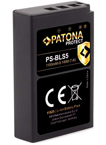 PATONA Protect V1 Batterie BLS-5 BLS-50 (1100 mAh) avec capteur NTC et boîtier V1