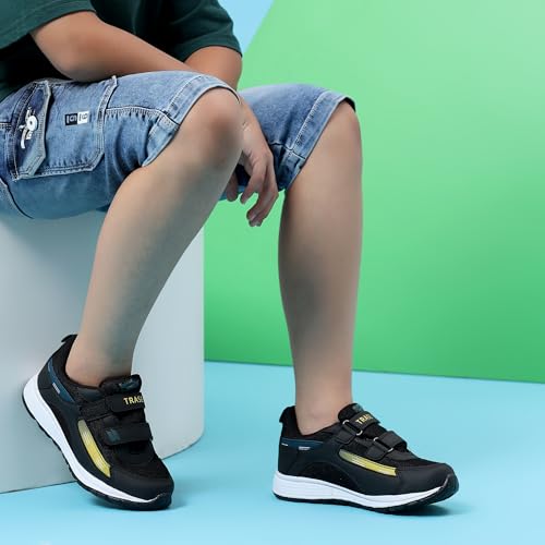 Image of TRASE Sports Shoes for Kids | Running Shoes for Boys & Girls with Hook & Loop | Anti-Skid Comfortable Lightweight Footwear with Breathable Fabric