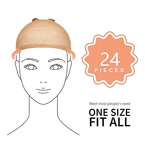 Stocking Wig Caps, DEPHNARSA 24pcs Stretchy Nylon Wig Caps Stocking Caps For Wigs Wig Caps For Women Man (Beige) - Image 2
