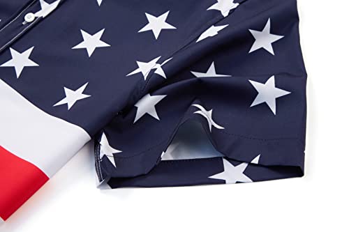 Euow American Flag Button Down Patriotic Hawaiian Shirts For Men Short Sleeve Usa 4Th Of July Shirts(Patriotic-Red,M) #TOP4