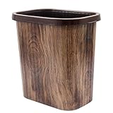 Toyvian Cubo de Basura de Plástico Rectangular Grande sin Tapa 30X22X31 CM Diseño Imitación Madera para Baños, Oficinas y Lavaderos, Contenedor para Residuos y Reciclaje