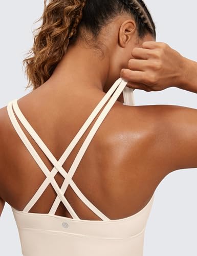Image of CRZ YOGA Naked Feeling Longline Sports Bras | Medium Support, Removable Pads, Yoga, Sleek, Strappy Back, Scoop Neck, for Women