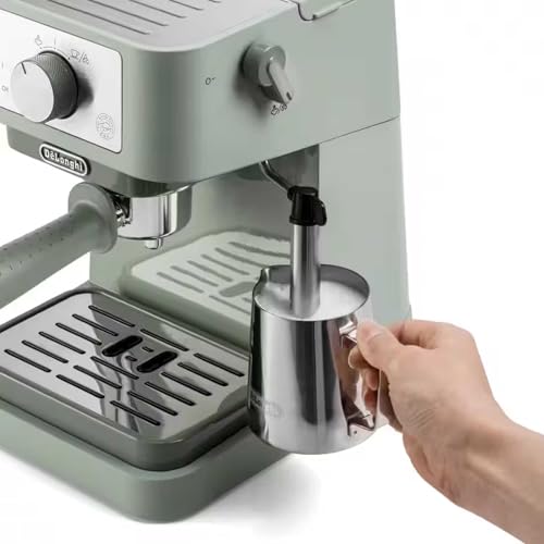 Image of De'Longhi Stilosa EC260.GR Manual Coffee Maker, 15 Bar Pressure, Cappuccino System, Automatic Shut-off, Compatible with ESE Pods, 2-Tier Tray, 1L Capacity, Green
