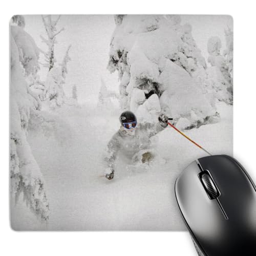 3dRose LLC 8 x 8 x 0.25 Inches Mouse Pad, Skiing Powder at Whitefish...
