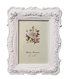 Amoyi Flower Photo Frame Ornate Textured Hand-Crafted Resin Picture Frame with Easel & Hook for Tabl
